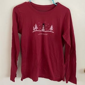 Red Snowman Life Is Good Shirt